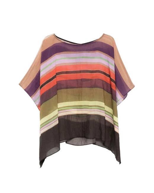 Marina Rinaldi Red Pmragape Striped Top