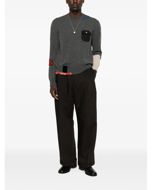KHOKI Black Patchwork Flap-Pocket Sweater for men