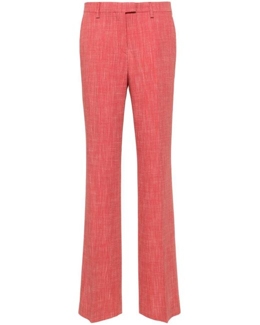 Etro Red Slub-texture Straight-leg Trousers