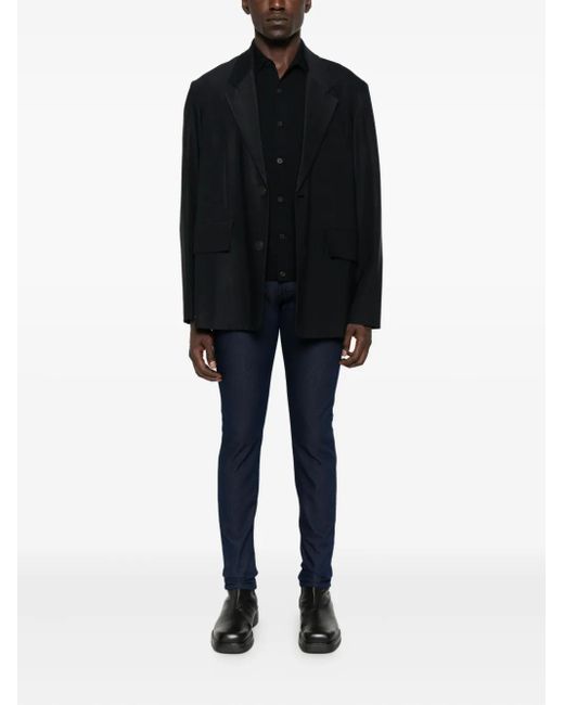 Emporio Armani Black Button-Front Wool Cardigan for men