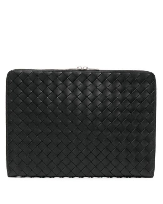 Bottega Veneta Black Intrecciato Leather Laptop Bag for men