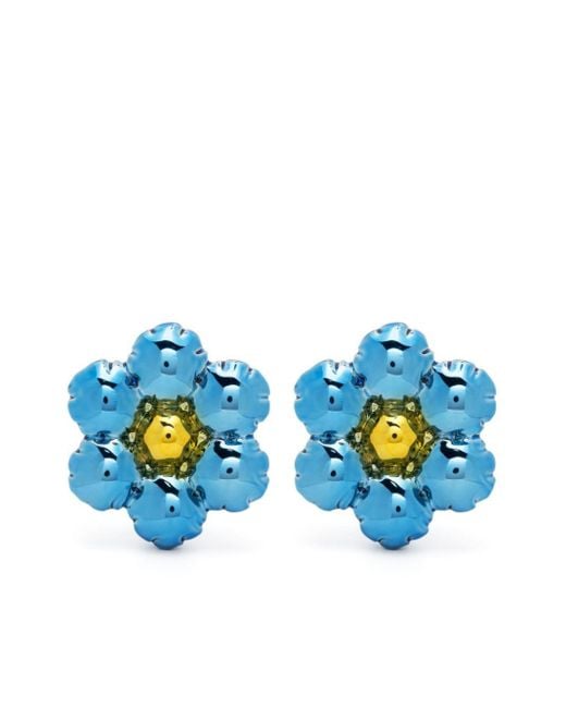 Boucles d'oreilles clips à fleurs Marni en coloris Blue