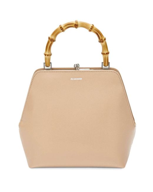 Jil Sander Bamboo Top-handle Leather Bag in Natural | Lyst