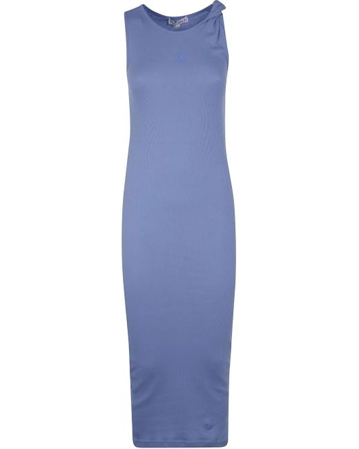 Vestido largo bordado con tirante retorcido J.W. Anderson de color Blue