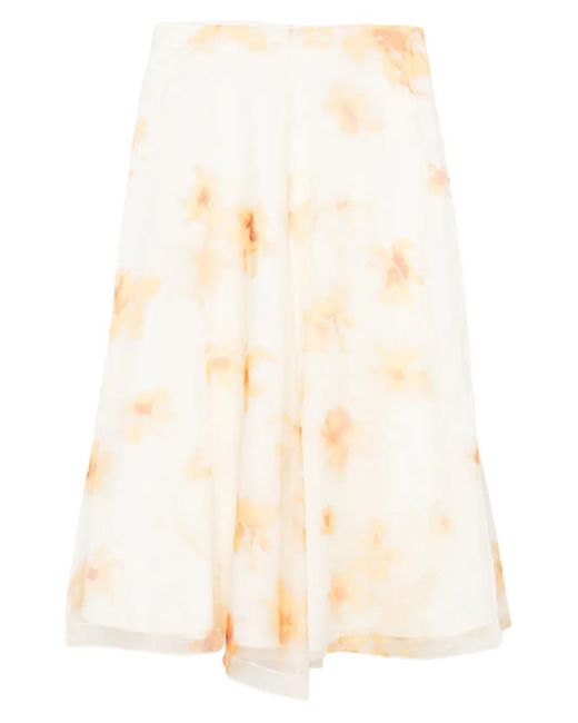 Altuzarra White Floral-Print Silk Midi Skirt