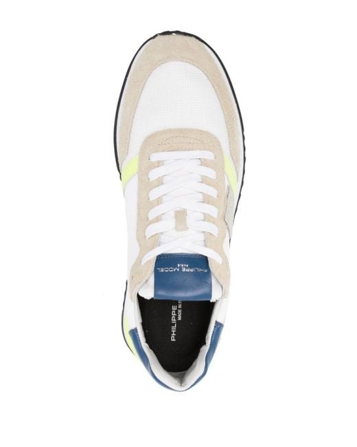 Philippe Model White Paris Lace-up Suede Sneakers for men