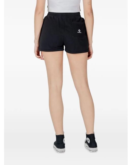 Converse Black Elasticated-Waistband Mini Shorts