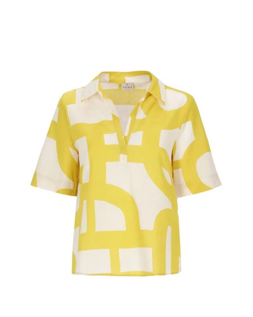 Emme Yellow Abstract-Print Short-Sleeved Shirt