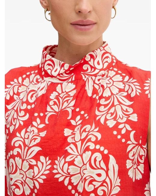 Lola Casademunt Red Printed Sleeveless Blouse