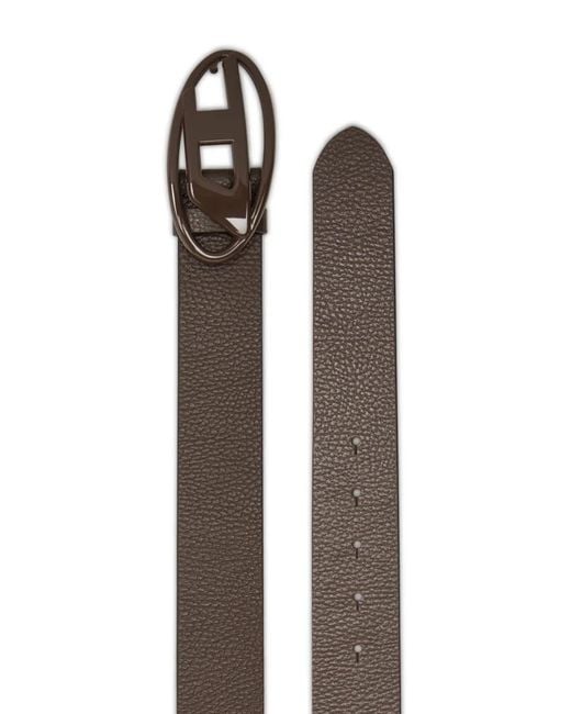 DIESEL Brown 4Cm Leather Belt With Matte Oval D Buckle