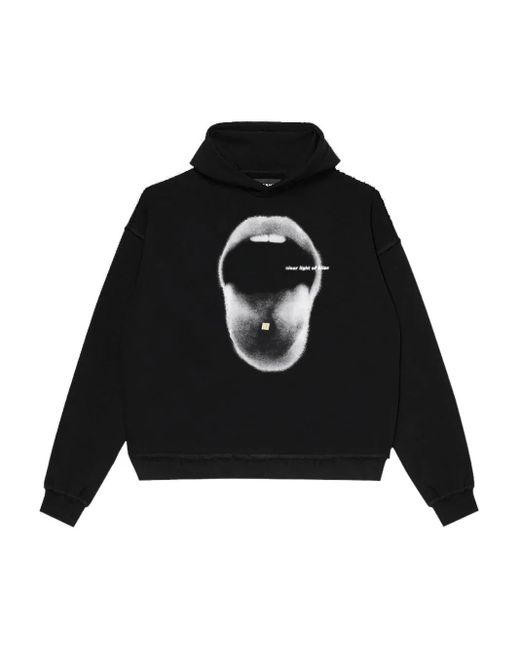 M I S B H V Black Mouth-Print Graphic Hoodie