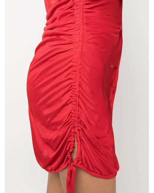 ANDREADAMO Red V-Neck Ruched Dress