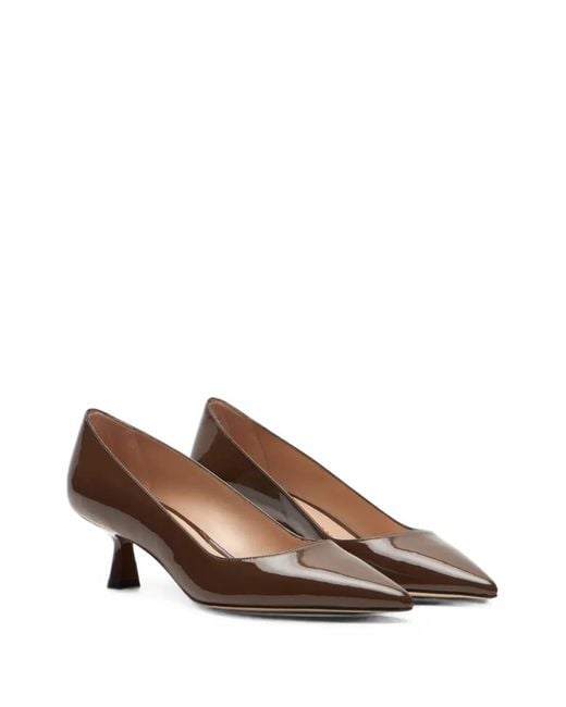 Stuart Weitzman Brown Stuart Sculpt Pointed-Toe Pumps