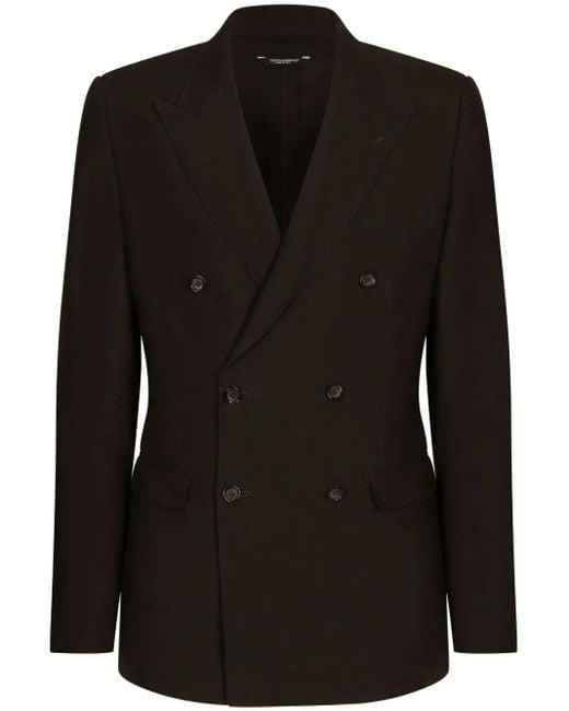 Dolce & Gabbana Black Double-Breasted Wool Suit Jacket for men
