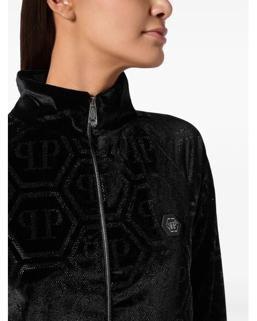 Philipp Plein Black Monogram-Embellished Track Pants