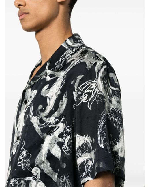 Camisa con estampado Watercolour Couture Versace de hombre de color Black