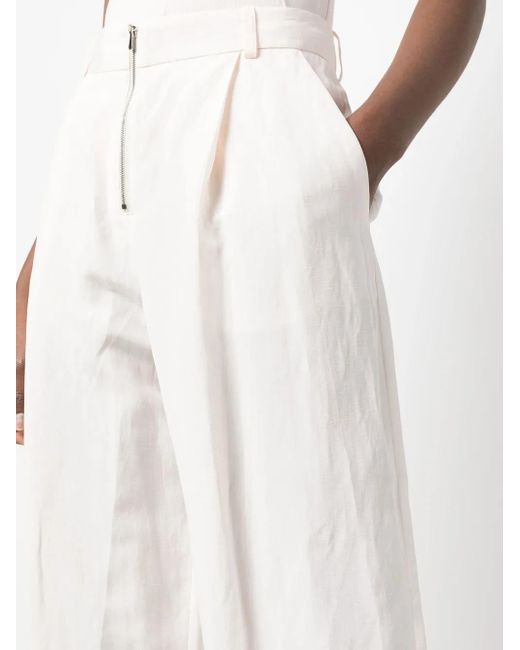 Fabiana Filippi White High-Waisted Linen-Silk Blend Trousers