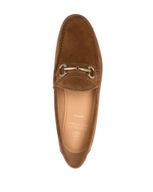 Brunello Cucinelli Brown Horsebit-deatil Suede Loafers for men