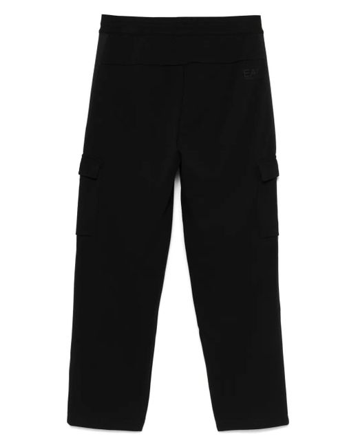 EA7 Black Cargo Track Pants for men