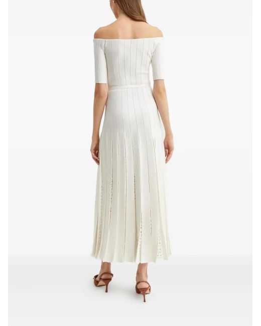 Gabriela Hearst White Kurt Off-Shoulder Pleated Dress