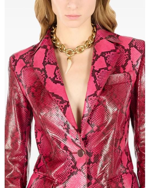 Roberto Cavalli Pink Snake-Print Blazer