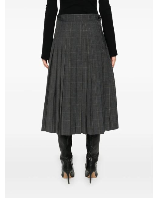 Balenciaga Gray Checked Midi Skirt