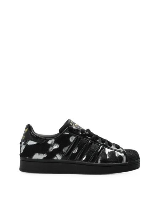 Adidas Black Superstar Ii Pony-Hair Effect Sneakers