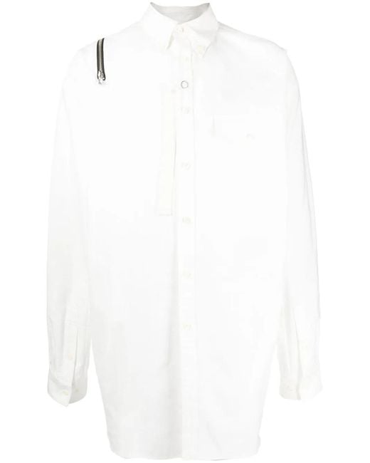 TAKAHIROMIYASHITA The Soloist White Zip-Detail Long-Sleeved Shirt for men