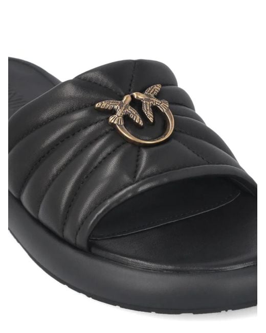 Pinko Black 'Fiona' Leather Slides