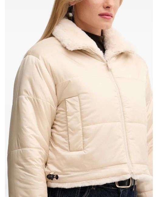 Save The Duck White Zip Faux-Fur Jacket