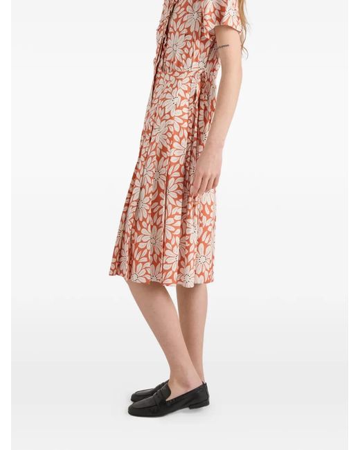 Prada Pink Printed Pleated Pongé Dress
