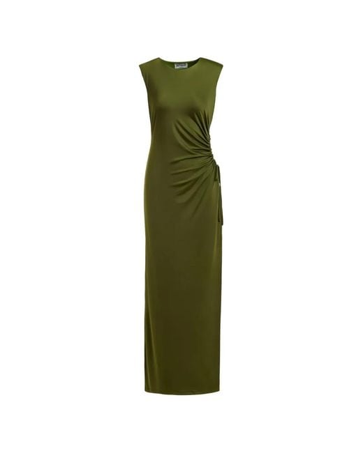Essentiel Antwerp Green Fitted Sleeveless Dress With Ruched Cut-Out Detail