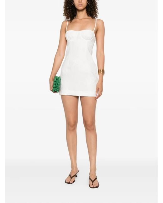 Sir White Embroidered Spaghetti-Strap Mini Dress