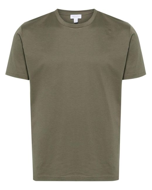 T-shirt en coton à col rond Sunspel pour homme en coloris Green