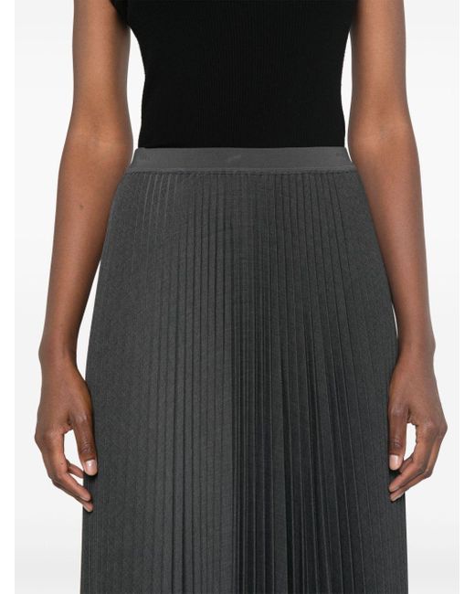 Theory Black Pleated Pull-On Midi Skirt