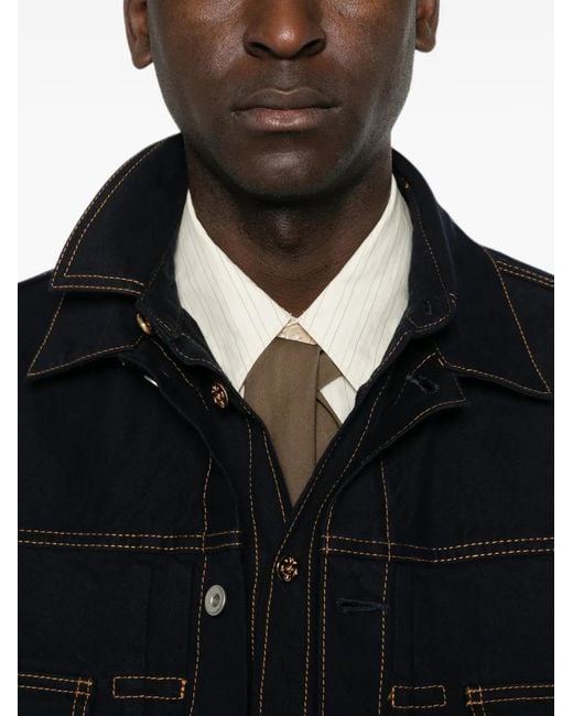 Sacai Black Layered-Design Denim Jacket for men