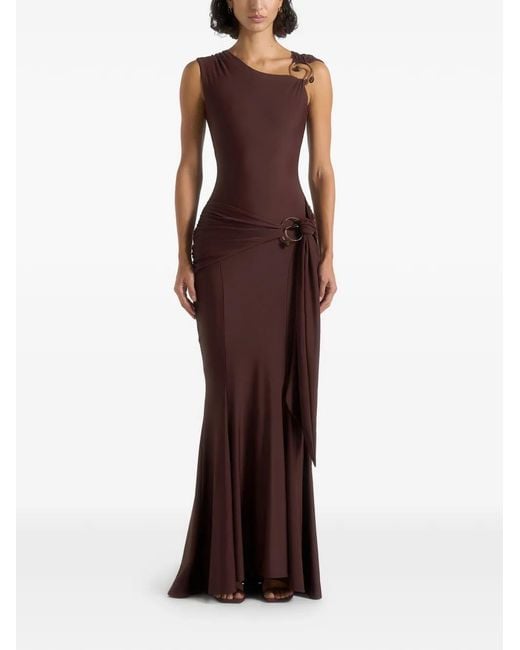 Manière De Voir Purple Rania Asymmetric Draped Maxi Dress