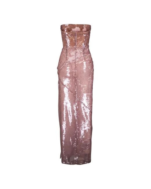 Galvan Pink Sequin-Embellished Strapless Maxi Dress