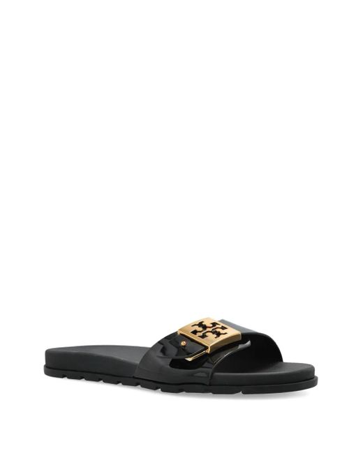Tory Burch Black Mellow Buckle Slides