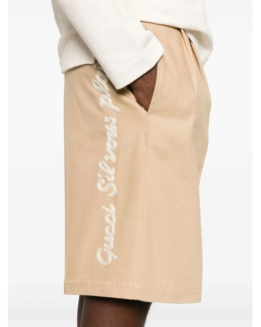 Gucci Natural Embroidered Bermuda Shorts for men