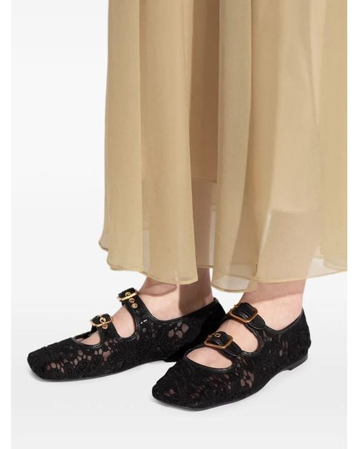 Agl Attilio Giusti Leombruni Black Ceramic Romantic Lace Ballet Flats