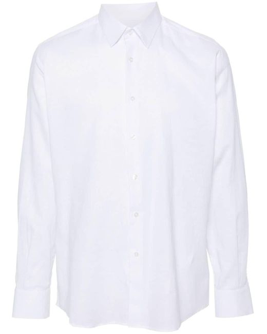 Karl Lagerfeld White Long-sleeve Linen Blend Shirt for men