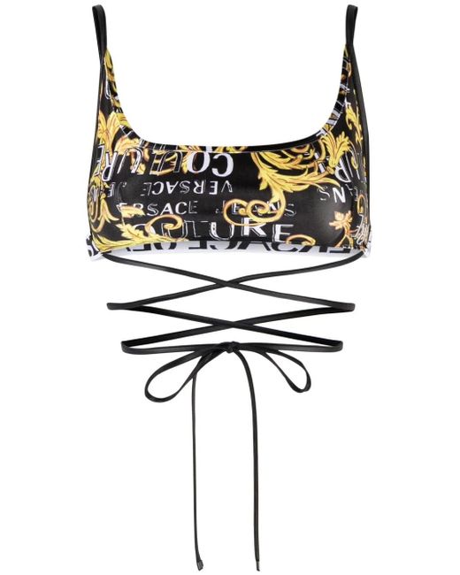 Versace Jeans Couture Top Met Barokprint in het Black