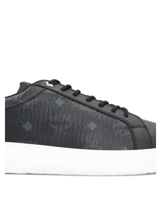 MCM Black Visetos Logo Print Sneakers for men