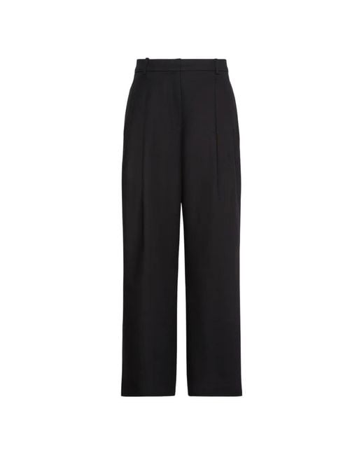 Calvin Klein Black Pleated Wide-Leg Trousers