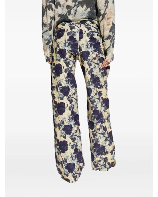 R13 Plooibroek Met Bloemenprint in het White