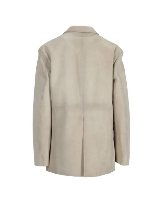 LA ROSE Natural Button Suede Jacket