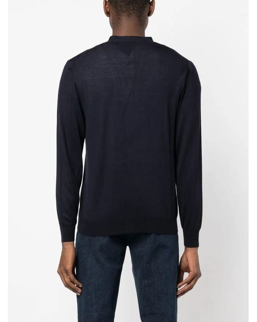 Fedeli Blue Wool Button-Fastening Cardigan for men