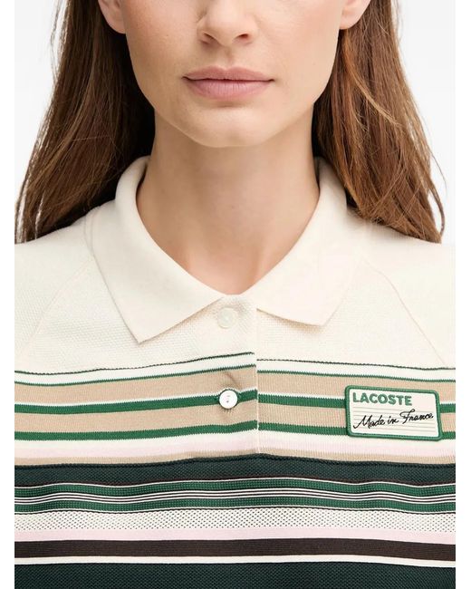 Lacoste Gray Striped Collared Midi Dress