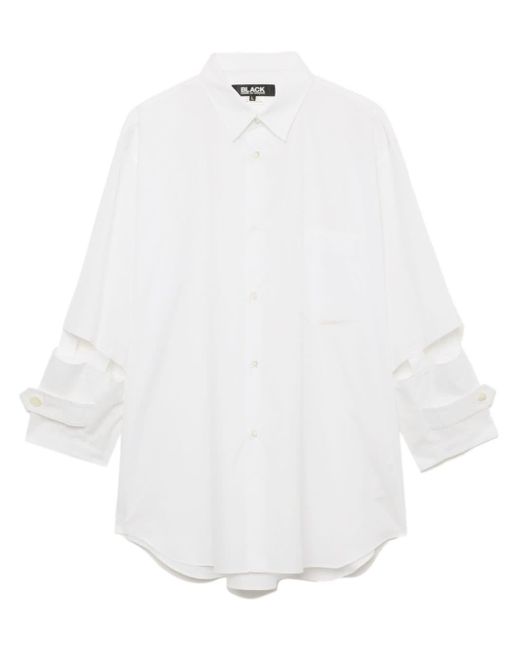 COMME DES GARÇON BLACK White Cut-out Cotton-poplin Shirt